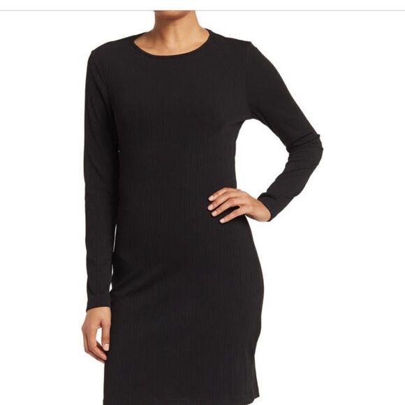 Walter Baker Dresses & Skirts - WALTER Baker long sleeve Crewneck knit dress cut out back black size L
